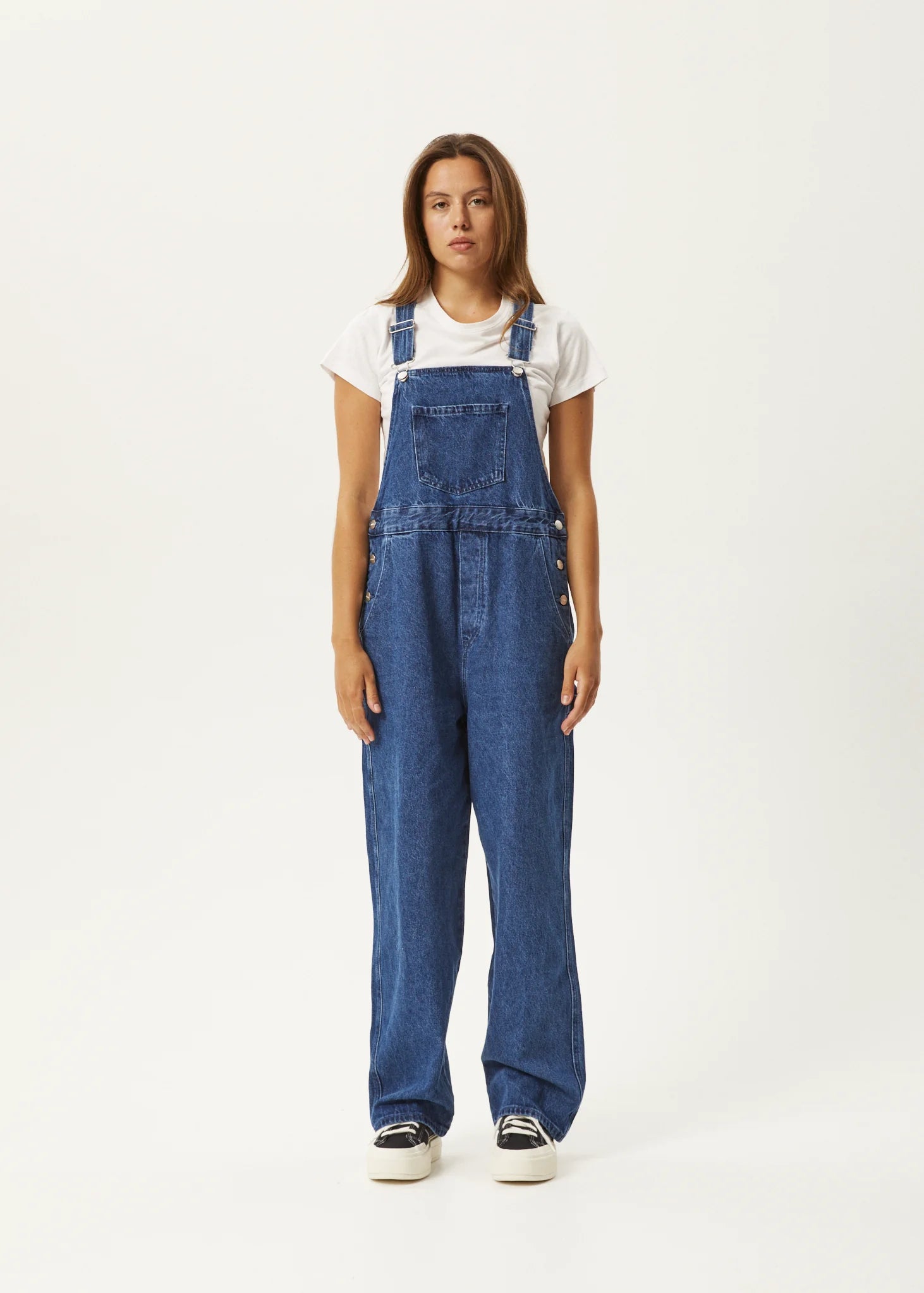 Porthallow Wide Leg Denim Dungarees - Organic Cotton Denim