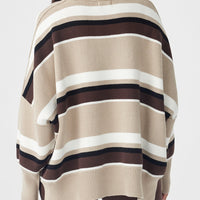 Harper Stripe Sweater Taupe | Chocolate