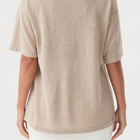 Hugo Linen Knit T-Shirt Taupe