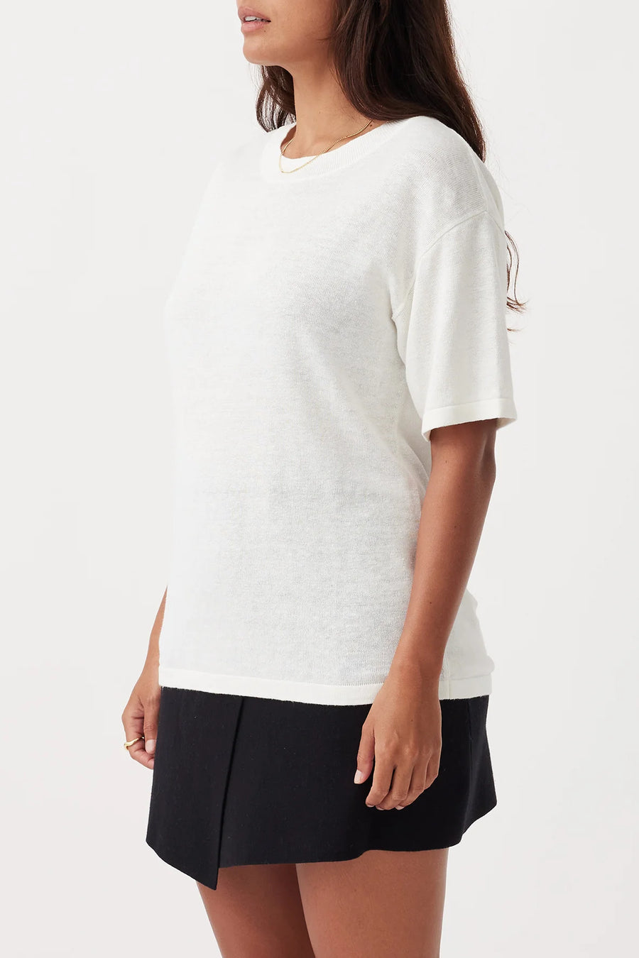 Hugo Linen Knit T-Shirt Cream