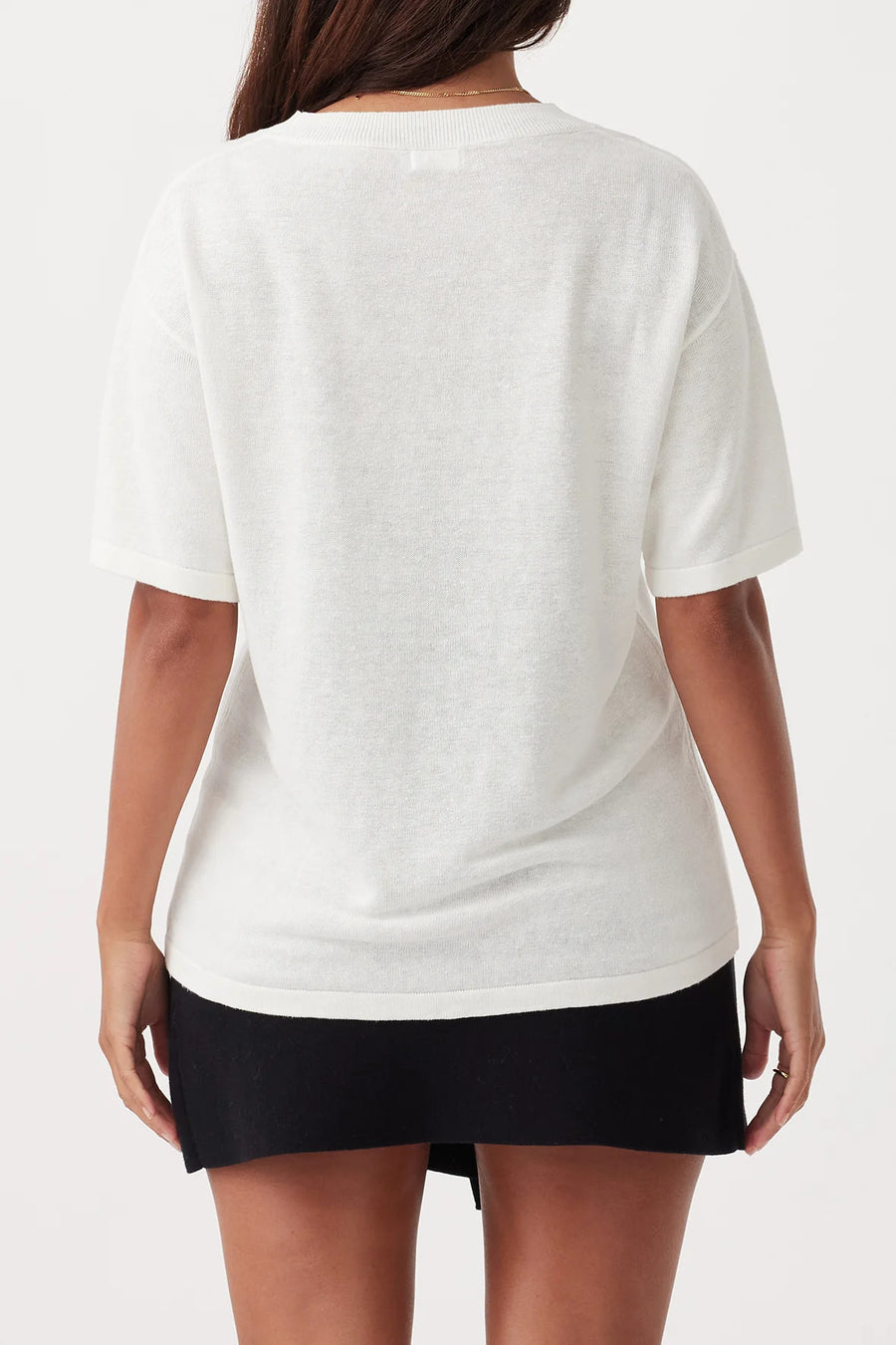 Hugo Linen Knit T-Shirt Cream