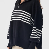 London Zip Stripe Black | Cream