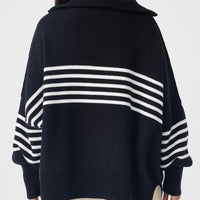 London Zip Stripe Black | Cream