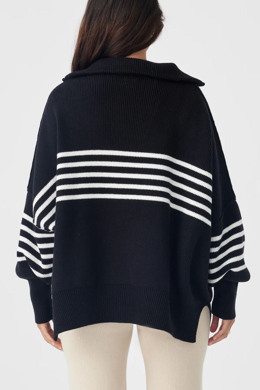 London Zip Stripe Black | Cream