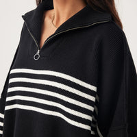 London Zip Stripe Black | Cream