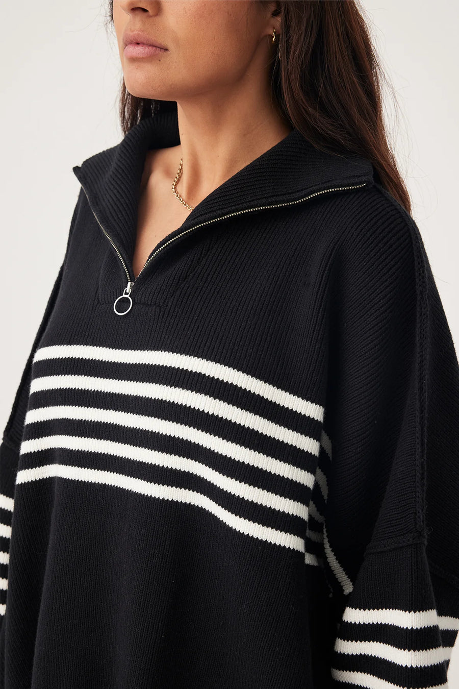 London Zip Stripe Black | Cream