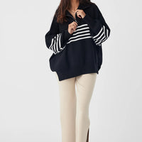 London Zip Stripe Black | Cream