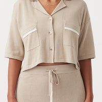 Quinn Cropped Shirt Taupe Cream