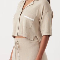 Quinn Cropped Shirt Taupe Cream