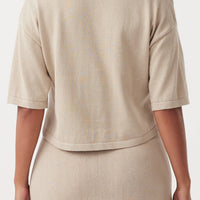 Quinn Cropped Shirt Taupe Cream