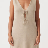 Poppy Organic Cotton Linen Mini Dress Taupe