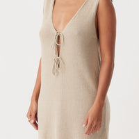 Poppy Organic Cotton Linen Mini Dress Taupe