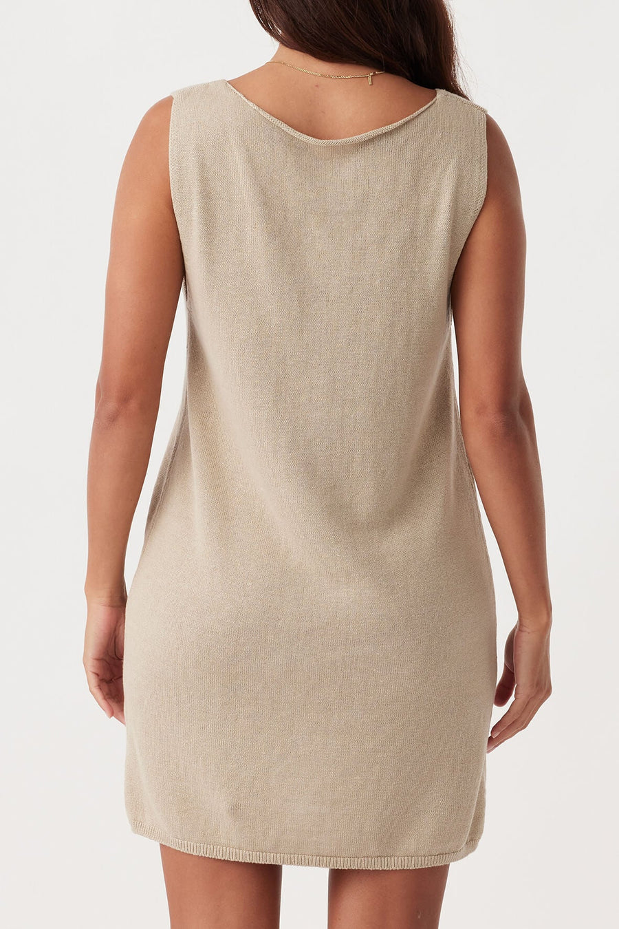 Poppy Organic Cotton Linen Mini Dress Taupe