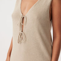 Poppy Organic Cotton Linen Mini Dress Taupe