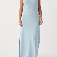 Izi Organic Linen Cotton Maxi Dress Sky