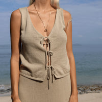 Poppy Organic Cotton Reversible Vest Taupe