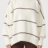 Harper Stripe Organic Knit Sweater Cream & Chocolate