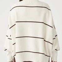 Harper Stripe Organic Knit Sweater Cream & Chocolate