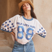 THE VERY OVERSIZED YOU CUTE TEE - PINK BLUE STARS