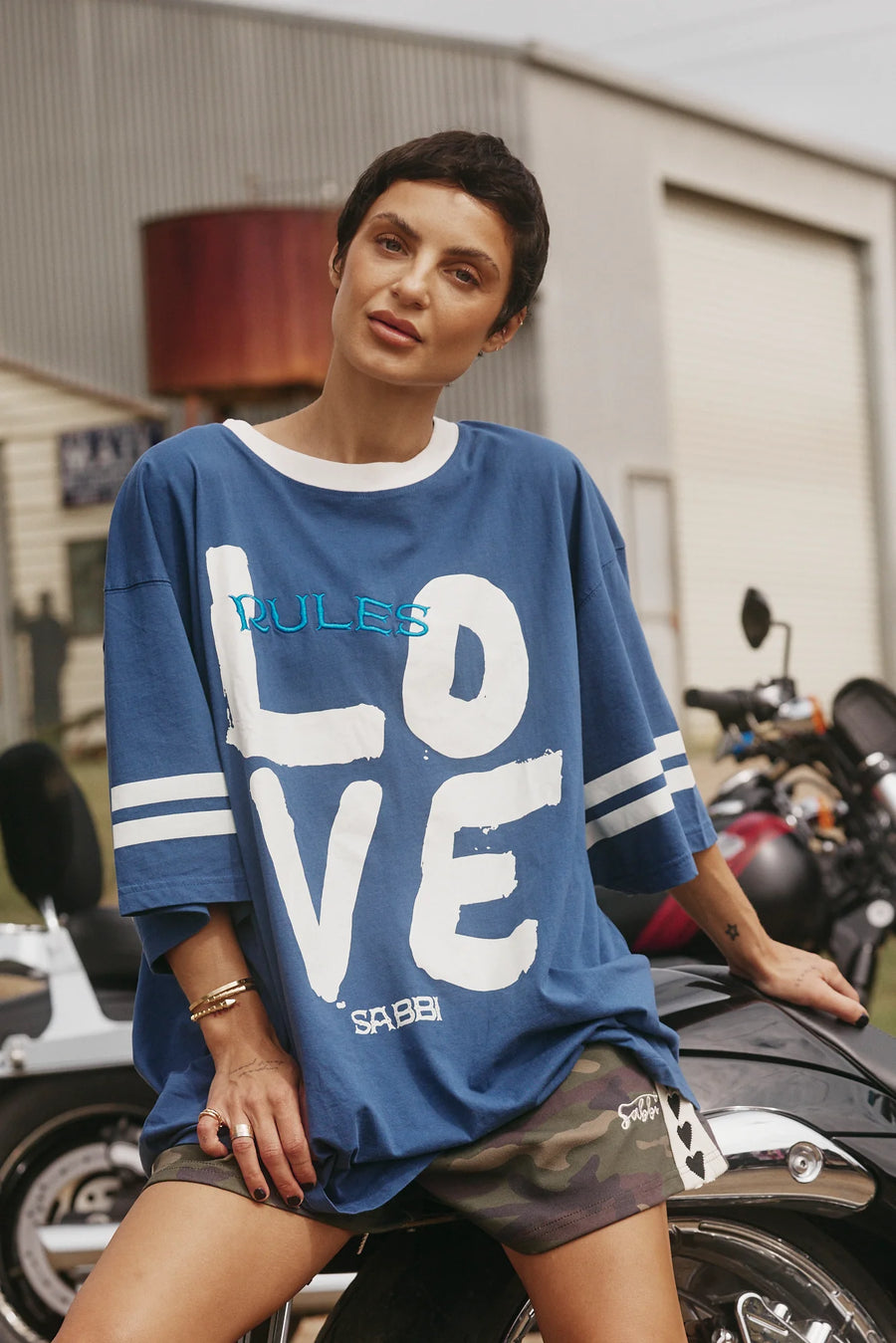 The Very Oversized Love Revolution Tee Blue