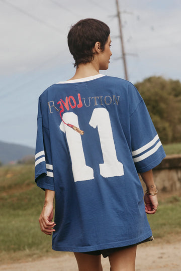 The Very Oversized Love Revolution Tee Blue