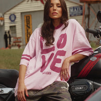 The Very Oversized Love Revolution Tee Pink