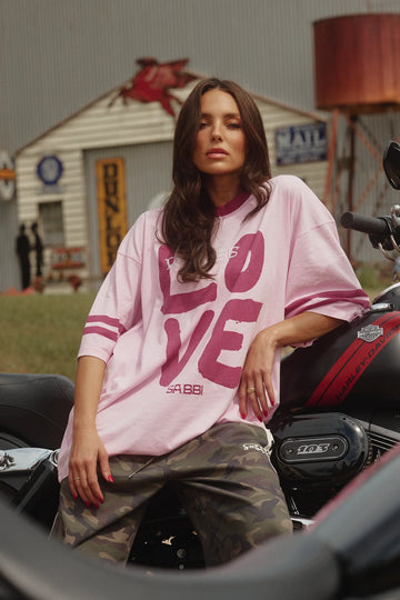 The Very Oversized Love Revolution Tee Pink