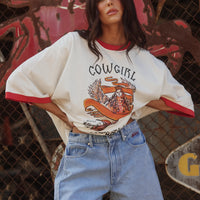 The Very Oversized Cowgirl Outlaw Tee White