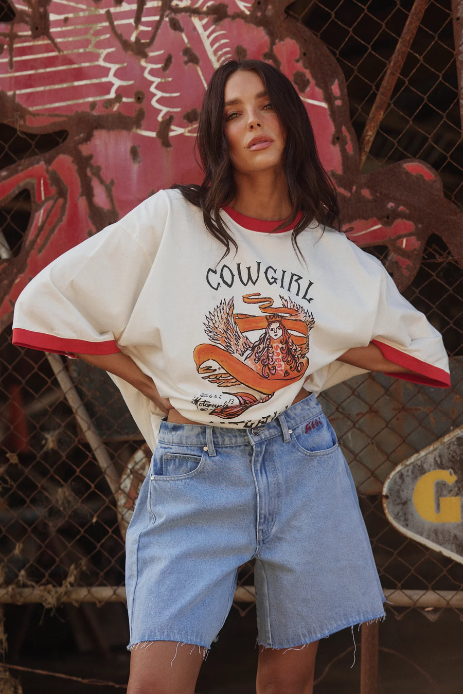 The Very Oversized Cowgirl Outlaw Tee White