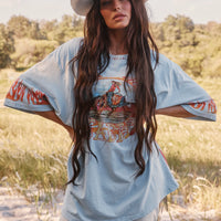 The Very Oversized Flaming Cowboy Tee Sky Blue