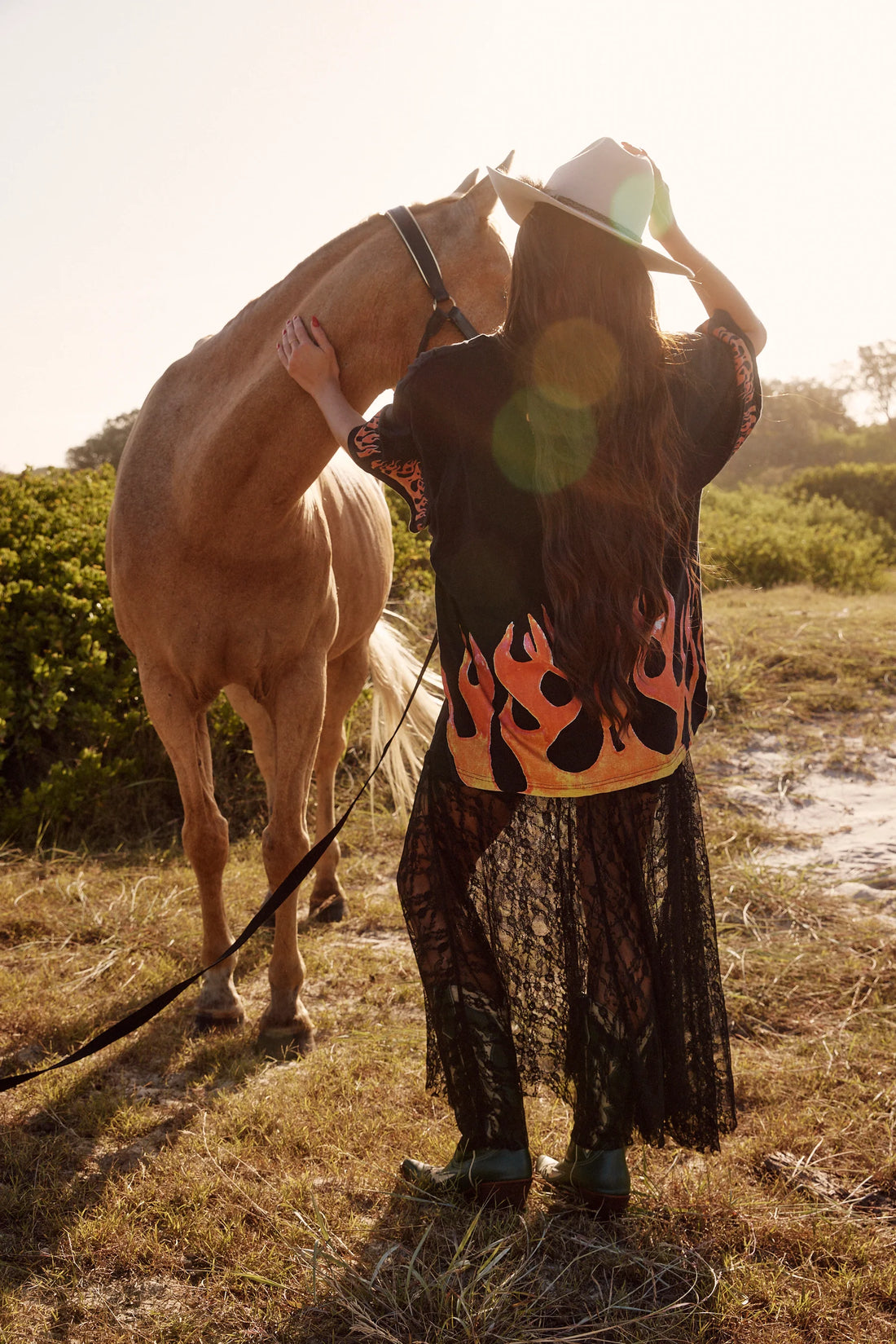 The Very Oversized Flaming Cowboy Tee Black