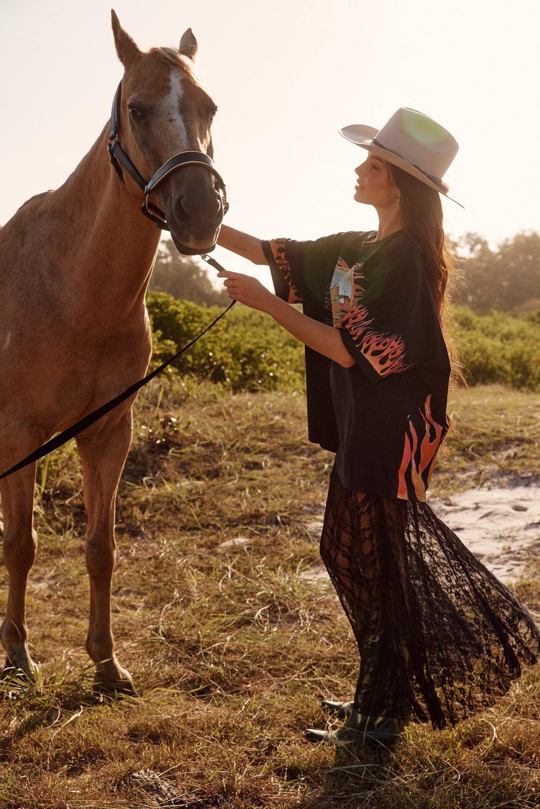 The Very Oversized Flaming Cowboy Tee Black