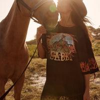 The Very Oversized Flaming Cowboy Tee Black