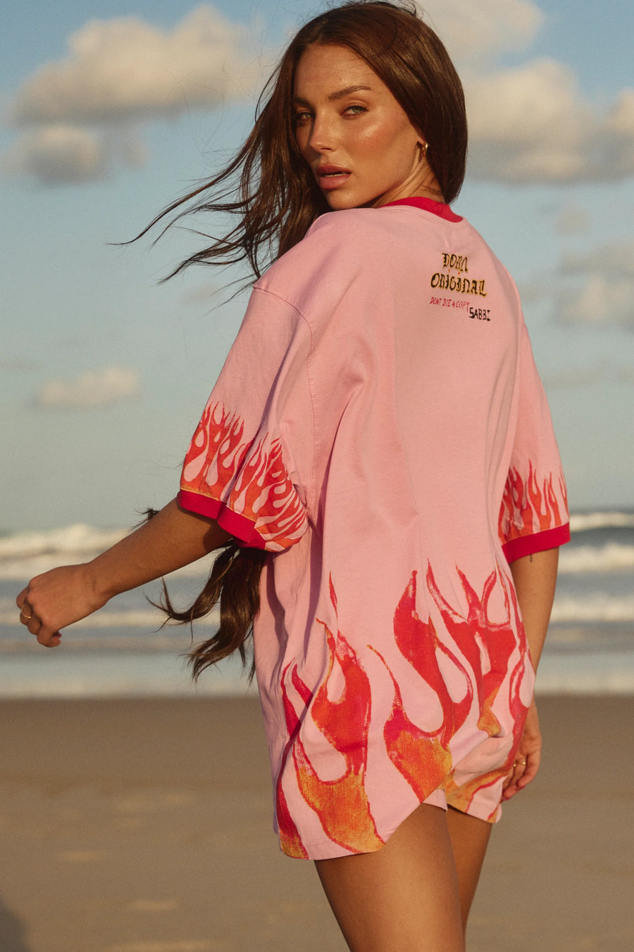 The Very Oversized Flaming Cowboy Tee Pink