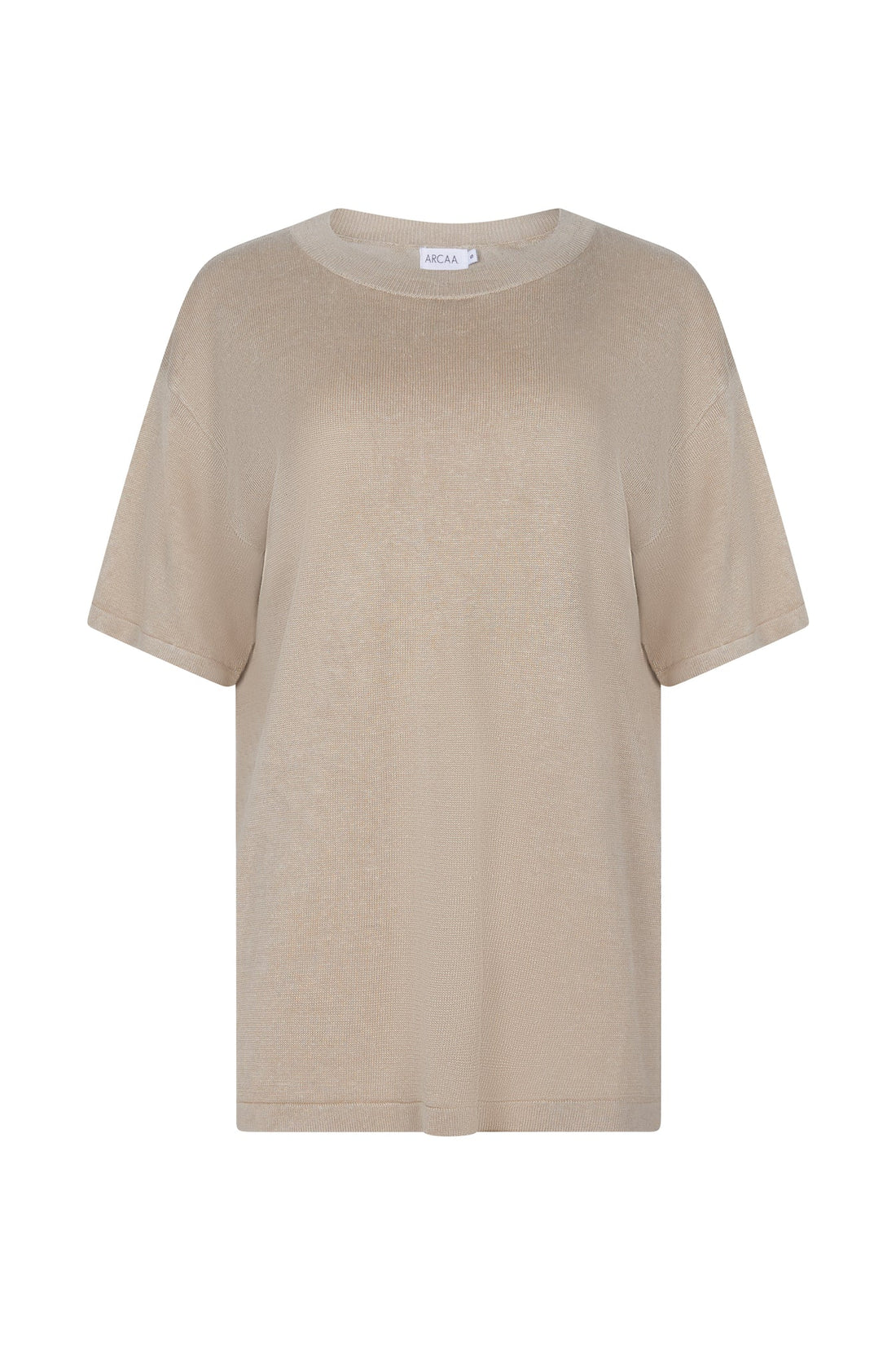 Hugo Linen Knit T-Shirt Taupe