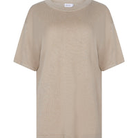 Hugo Linen Knit T-Shirt Taupe