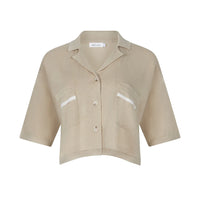 Quinn Cropped Shirt Taupe Cream