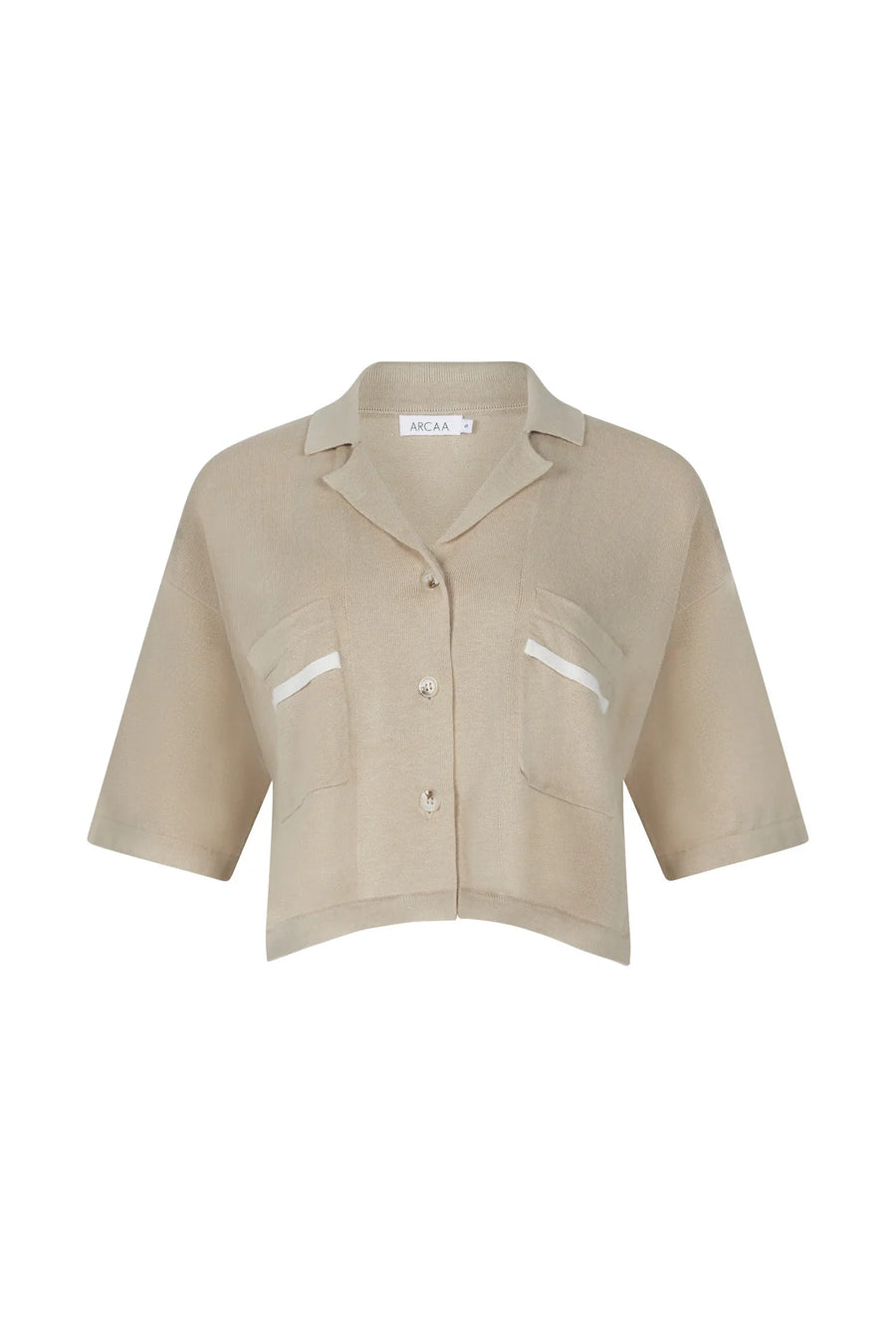 Quinn Cropped Shirt Taupe Cream