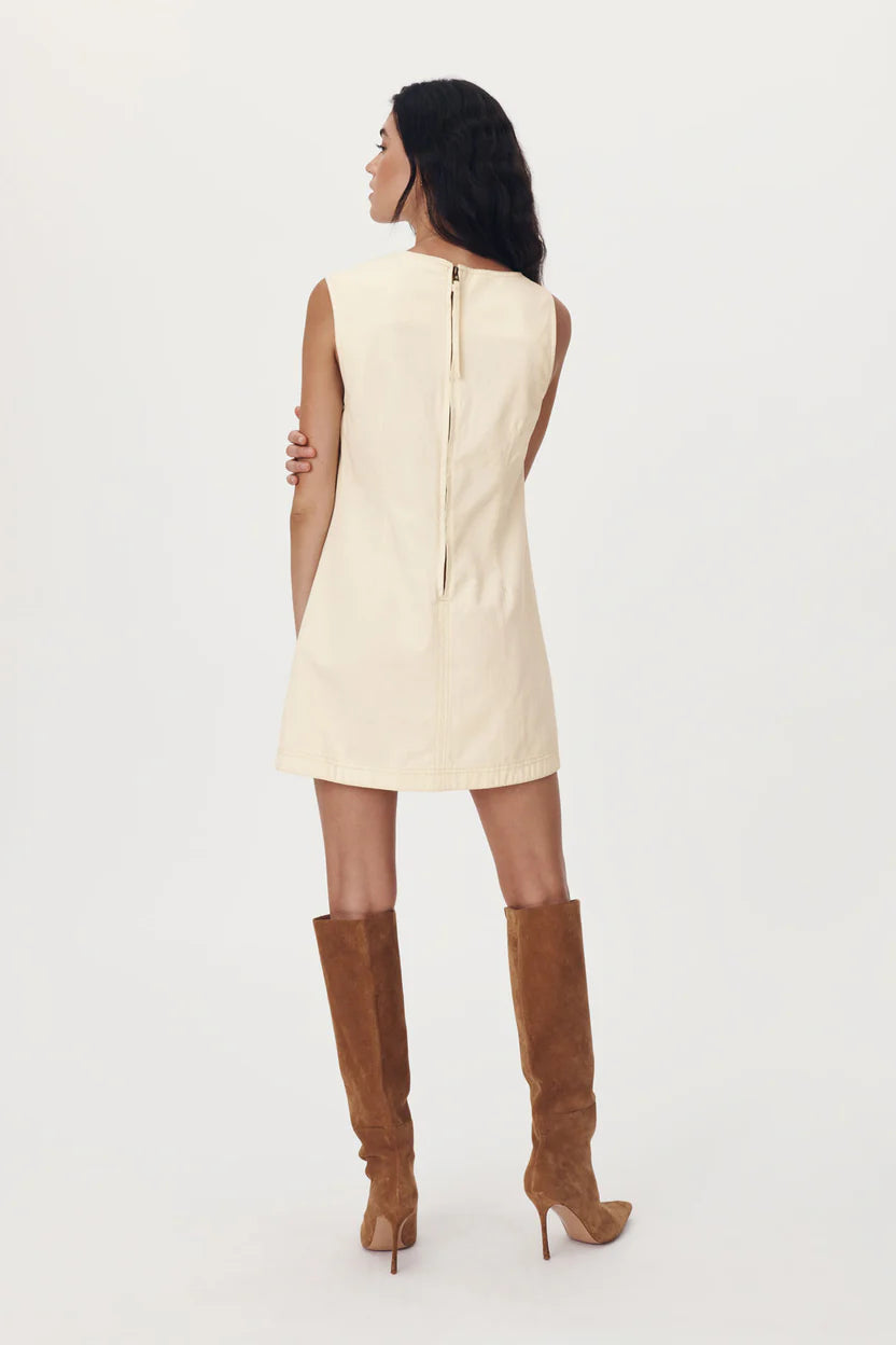 Bowe Denim Mini Dress Creme