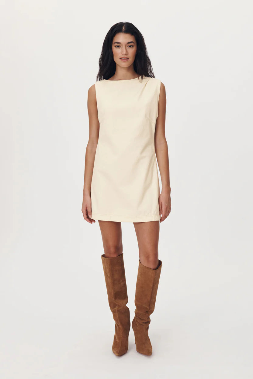 Bowe Denim Mini Dress Creme