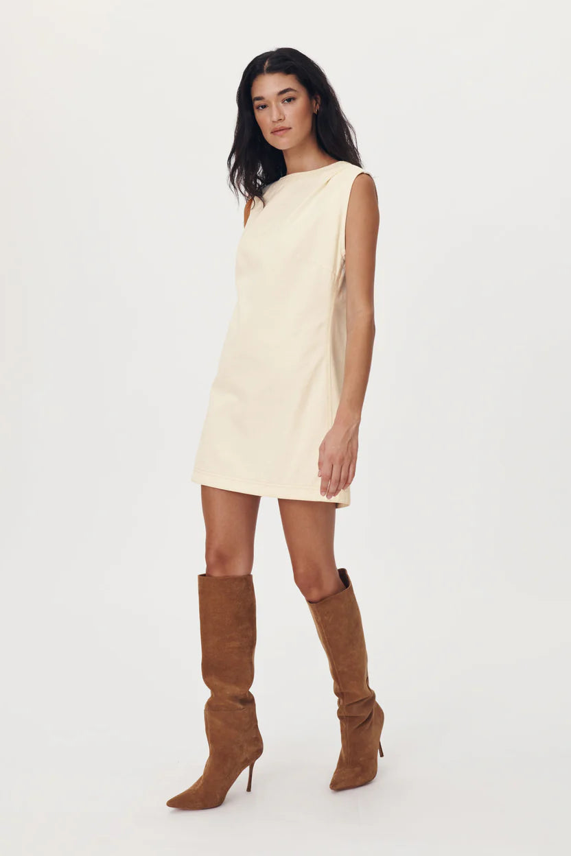 Bowe Denim Mini Dress Creme