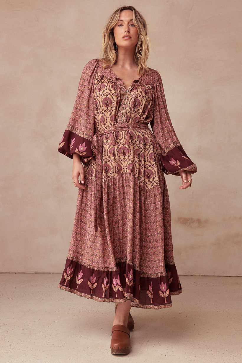 Chateau Boho Midi Dress Grape