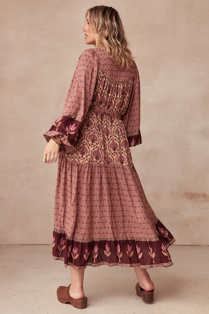 Chateau Boho Midi Dress Grape