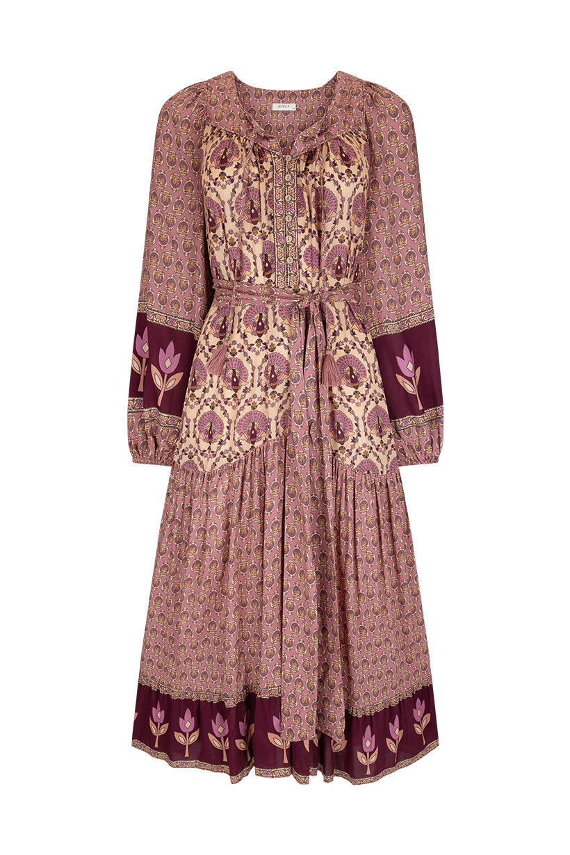 Chateau Boho Midi Dress Grape