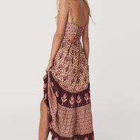 Chateau Quilted Strappy Maxi Dress Grape