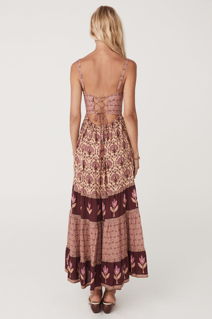 Chateau Quilted Strappy Maxi Dress Grape