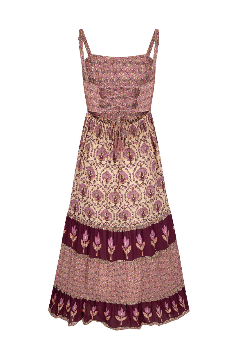 Chateau Quilted Strappy Maxi Dress Grape