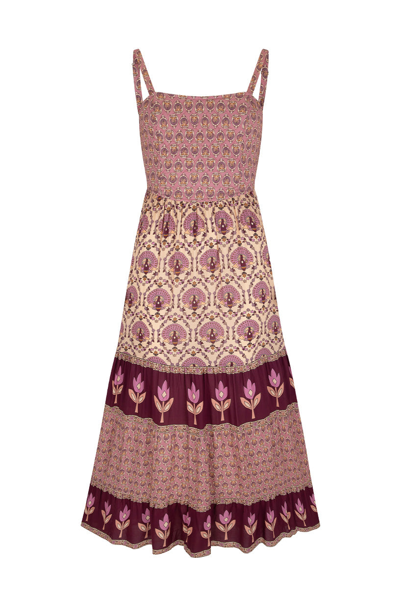 Chateau Quilted Strappy Maxi Dress Grape