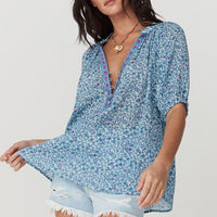 Love Jetty Short Sleeve Blouse Blue Nirvana