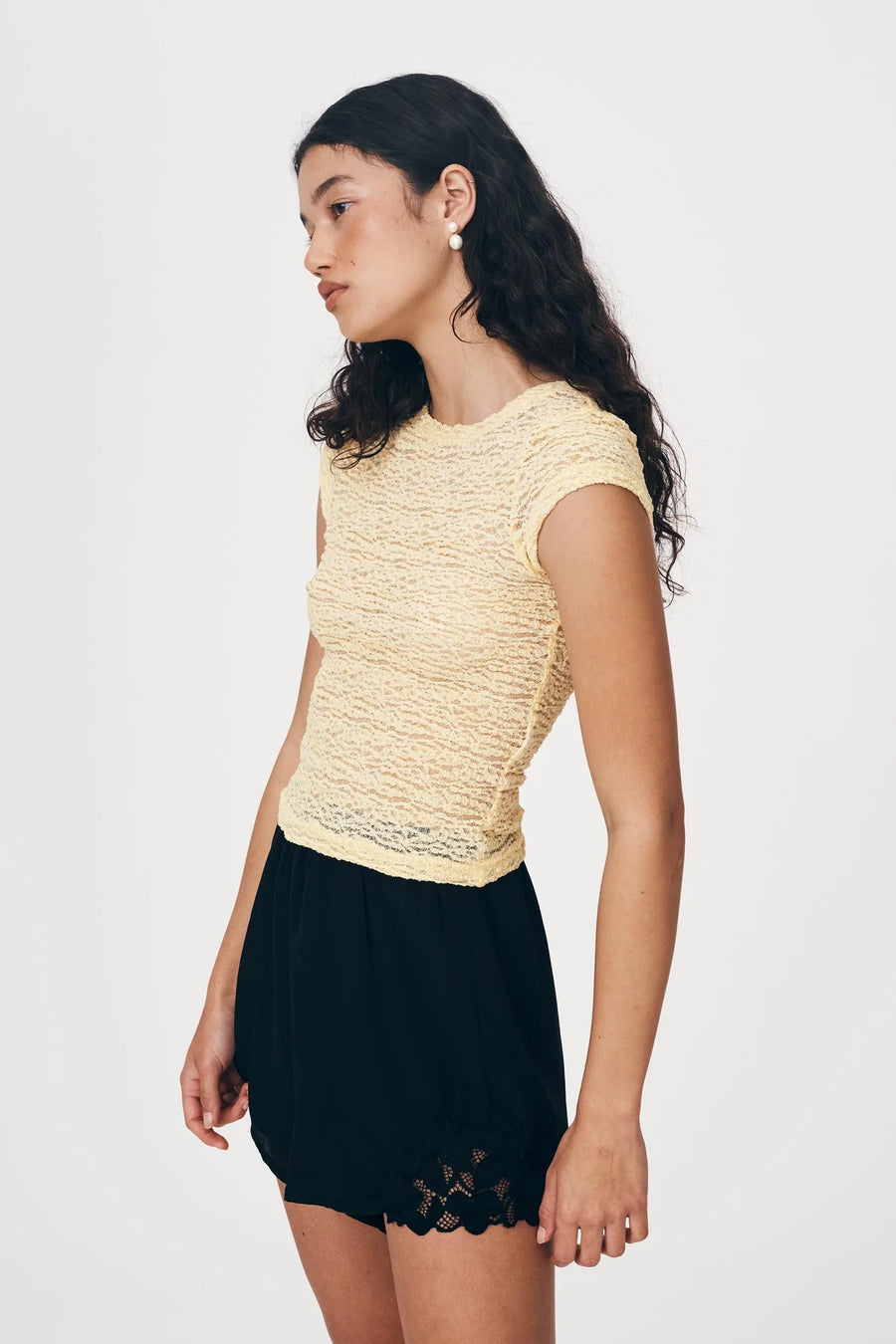 Galo Lace Tee Lemon